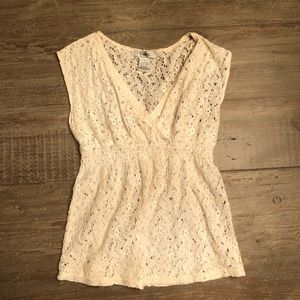 Small Pinky (Macy’s) ivory lace shirt
